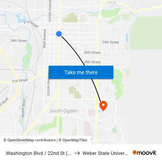 Washington Blvd / 22nd St (Sb) to Weber State University map