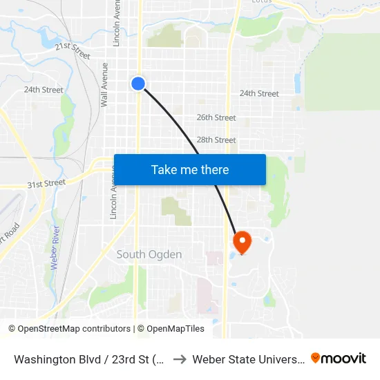 Washington Blvd / 23rd St (Sb) to Weber State University map