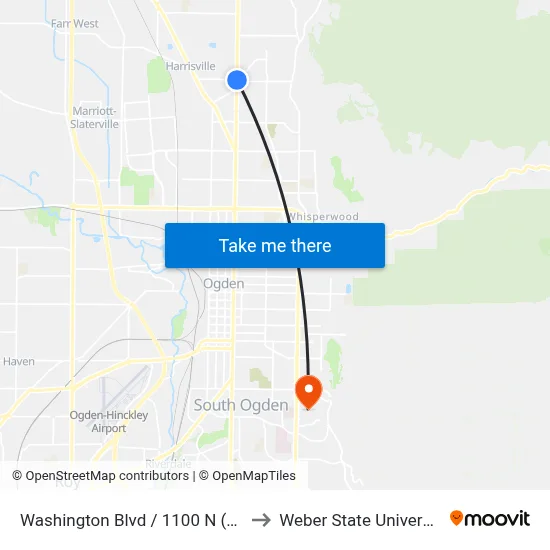 Washington Blvd / 1100 N (Nb) to Weber State University map