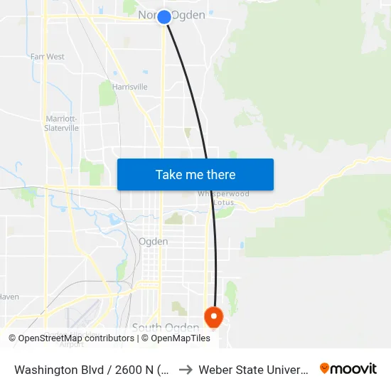 Washington Blvd / 2600 N (Nb) to Weber State University map