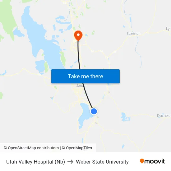Utah Valley Hospital (Nb) to Weber State University map