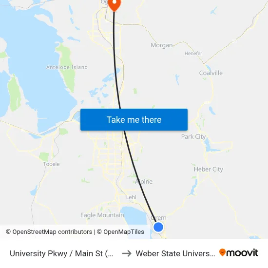 University Pkwy / Main St (Wb) to Weber State University map