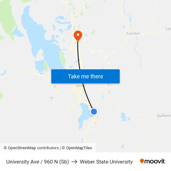 University Ave / 960 N (Sb) to Weber State University map