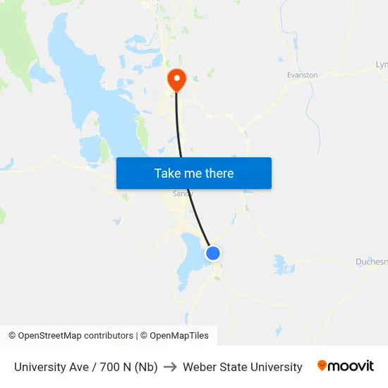 University Ave / 700 N (Nb) to Weber State University map