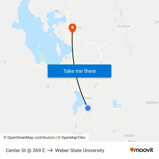 Center St @ 369 E to Weber State University map