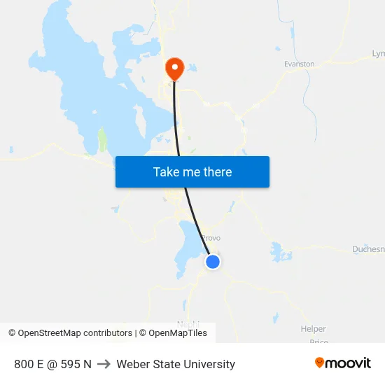 800 E @ 595 N to Weber State University map