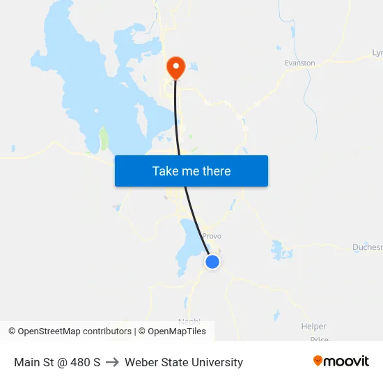 Main St @ 480 S to Weber State University map
