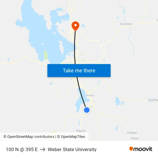 100 N @ 395 E to Weber State University map