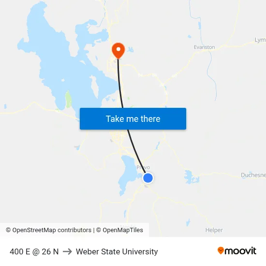 400 E @ 26 N to Weber State University map