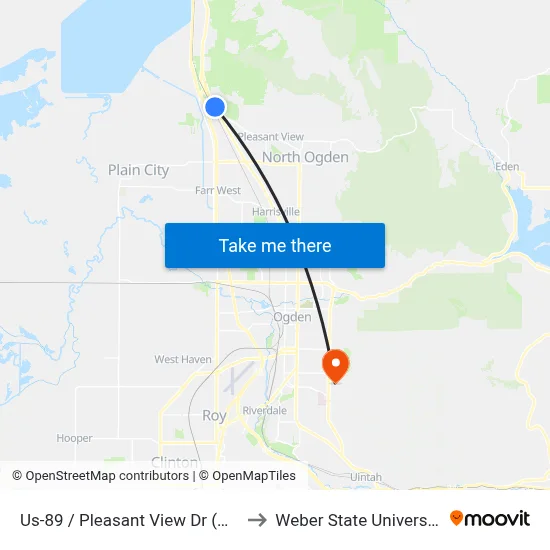 Us-89 / Pleasant View Dr (Nb) to Weber State University map