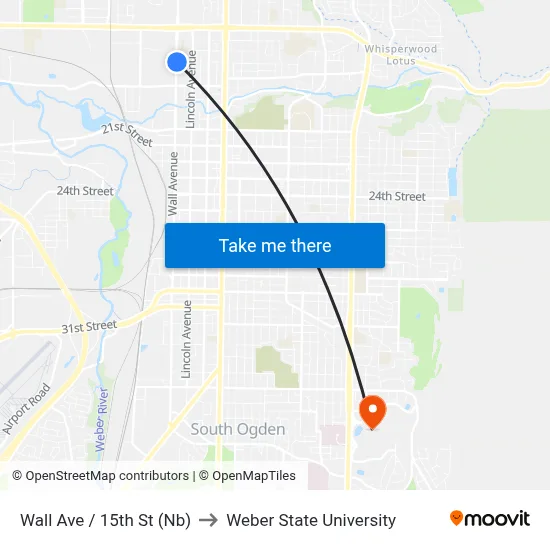 Wall Ave / 15th St (Nb) to Weber State University map