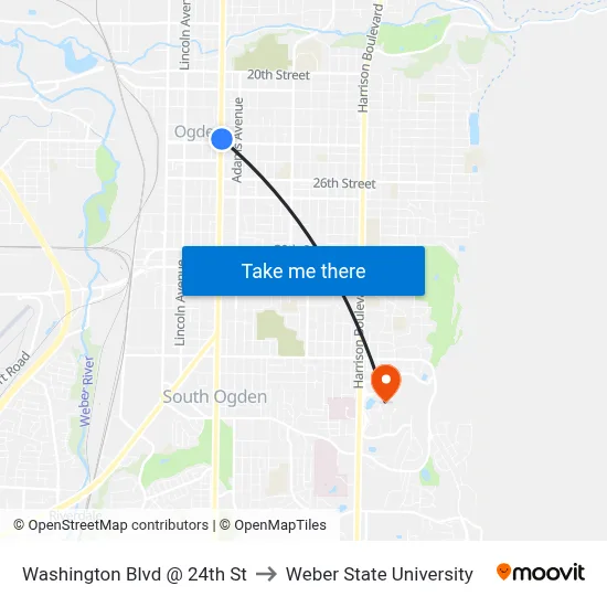 Washington Blvd @ 24th St to Weber State University map