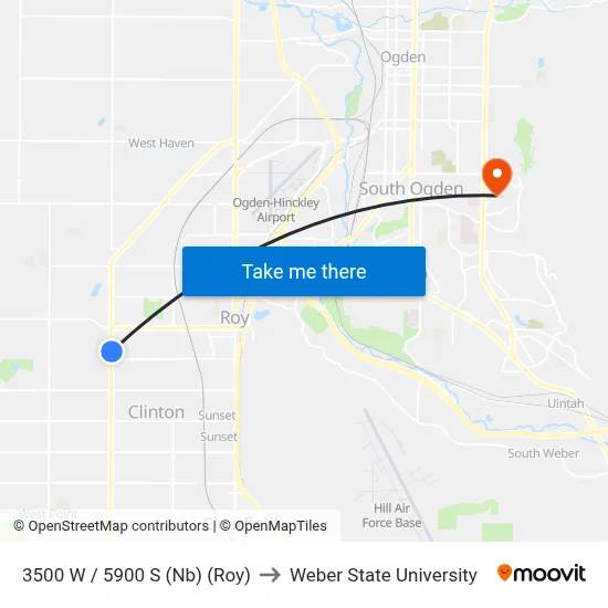 3500 W / 5900 S (Nb) (Roy) to Weber State University map