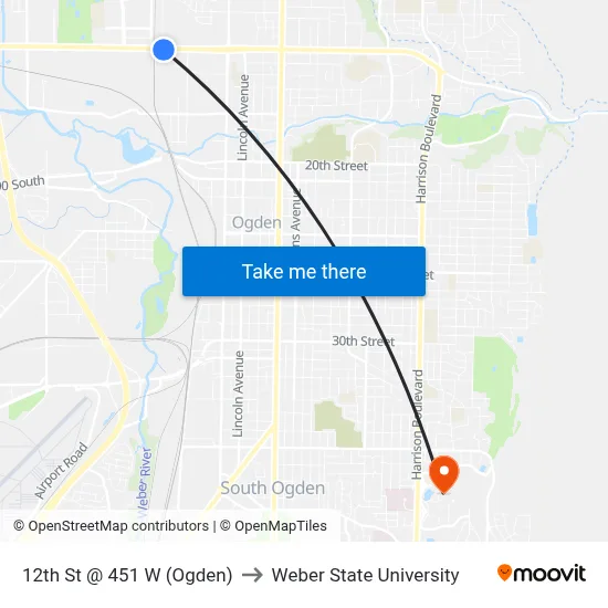 12th St @ 451 W       (Ogden) to Weber State University map