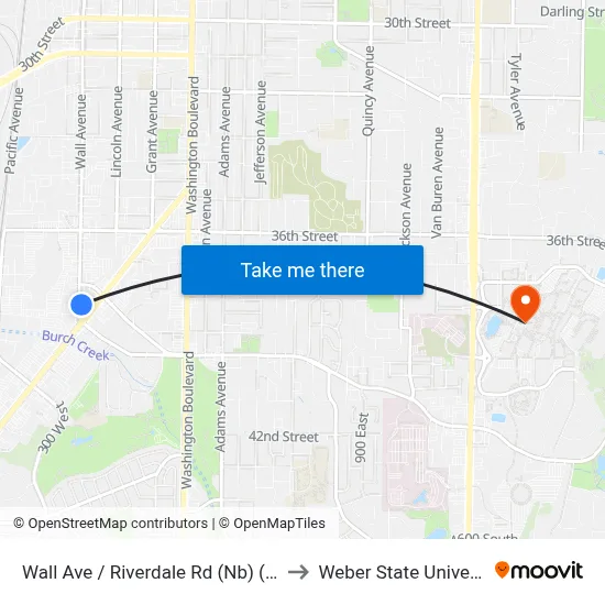 Wall Ave / Riverdale Rd (Nb) (S. Og to Weber State University map