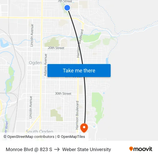 Monroe Blvd @ 823 S to Weber State University map