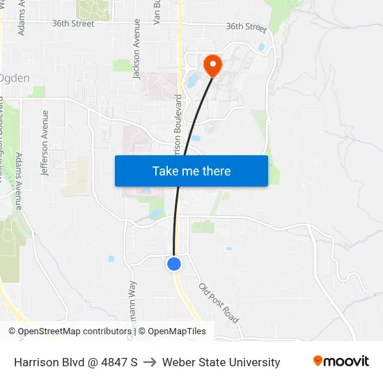 Harrison Blvd @ 4847 S to Weber State University map