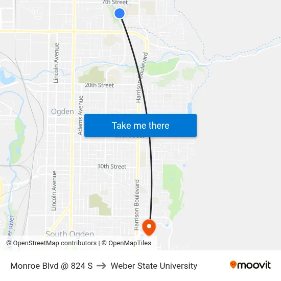 Monroe Blvd @ 824 S to Weber State University map