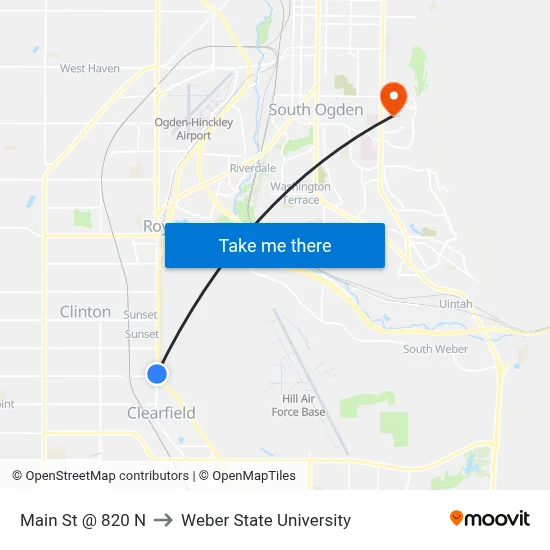 Main St @ 820 N to Weber State University map