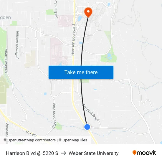 Harrison Blvd @ 5220 S to Weber State University map