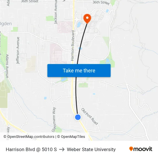 Harrison Blvd @ 5010 S to Weber State University map