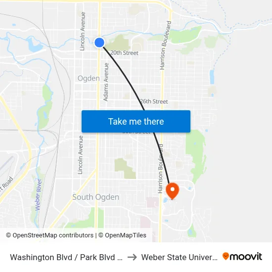 Washington Blvd / Park Blvd (Nb) to Weber State University map