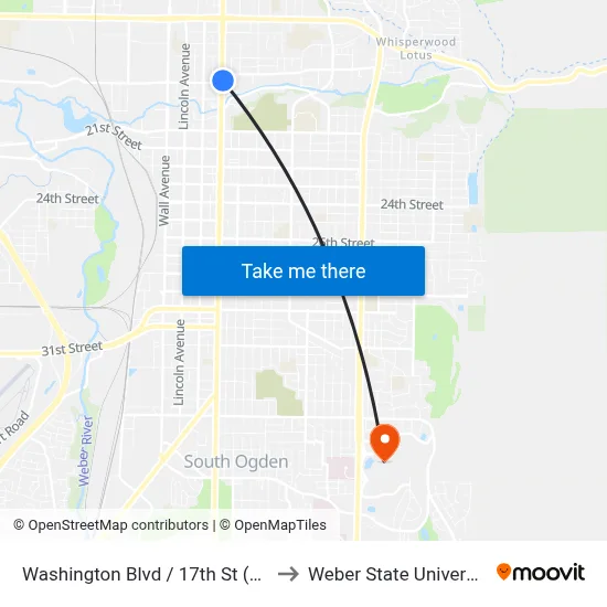 Washington Blvd / 17th St (Nb) to Weber State University map