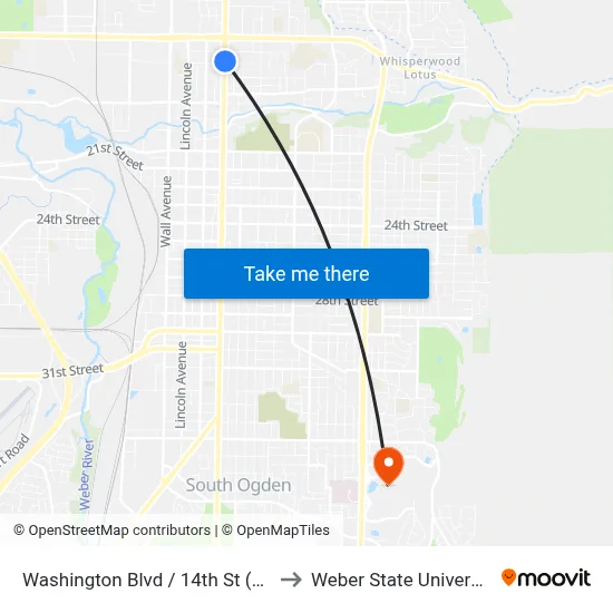 Washington Blvd / 14th St (Nb) to Weber State University map