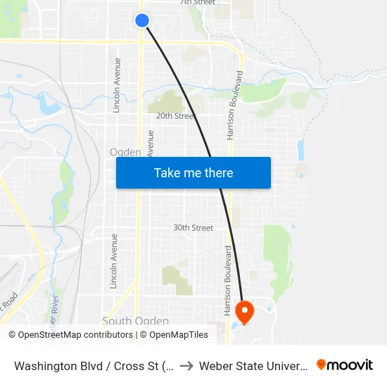 Washington Blvd / Cross St (Nb) to Weber State University map