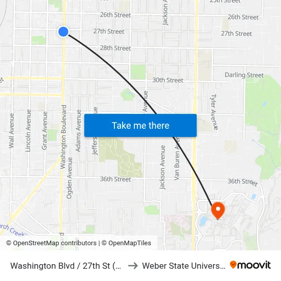 Washington Blvd / 27th St (Sb) to Weber State University map