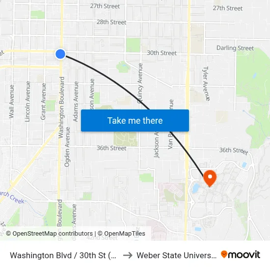 Washington Blvd / 30th St (Sb) to Weber State University map