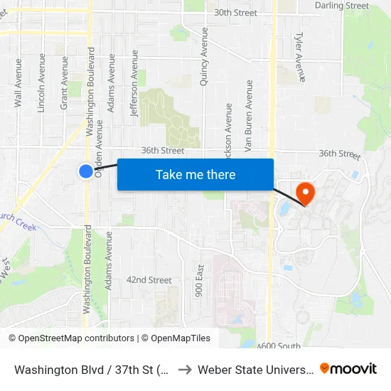Washington Blvd / 37th St (Sb) to Weber State University map