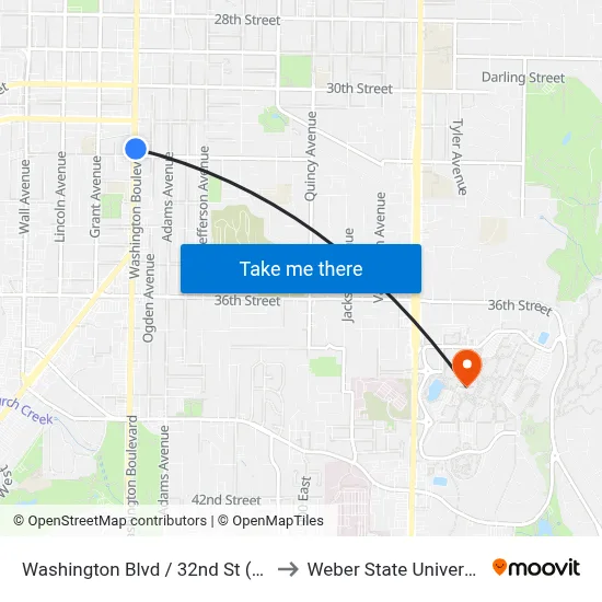Washington Blvd / 32nd St (Nb) to Weber State University map