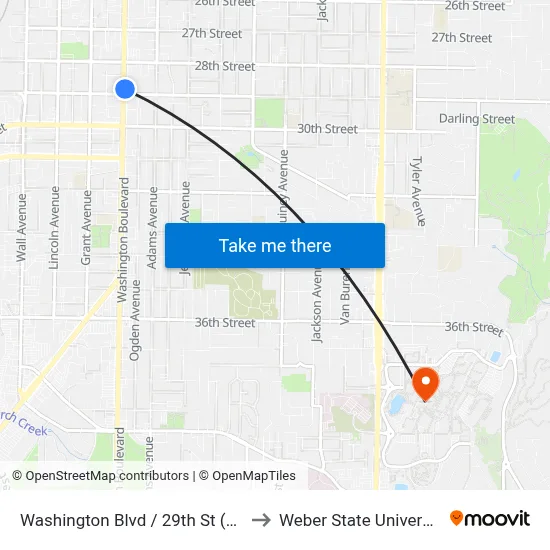 Washington Blvd / 29th St (Nb) to Weber State University map