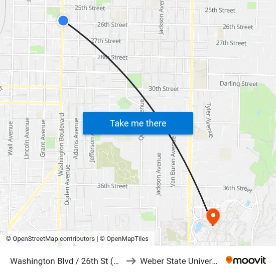 Washington Blvd / 26th St (Nb) to Weber State University map