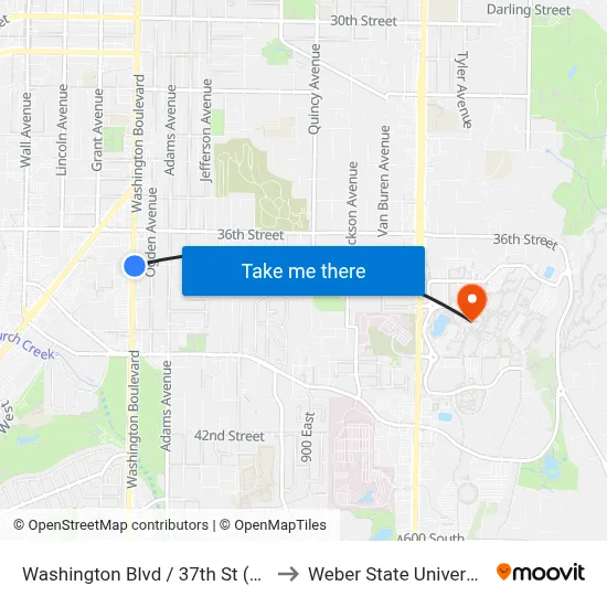 Washington Blvd / 37th St (Nb) to Weber State University map