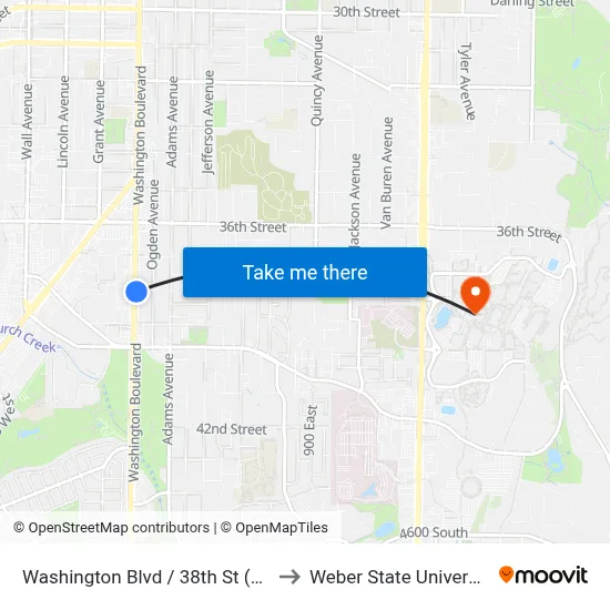 Washington Blvd / 38th St (Nb) to Weber State University map