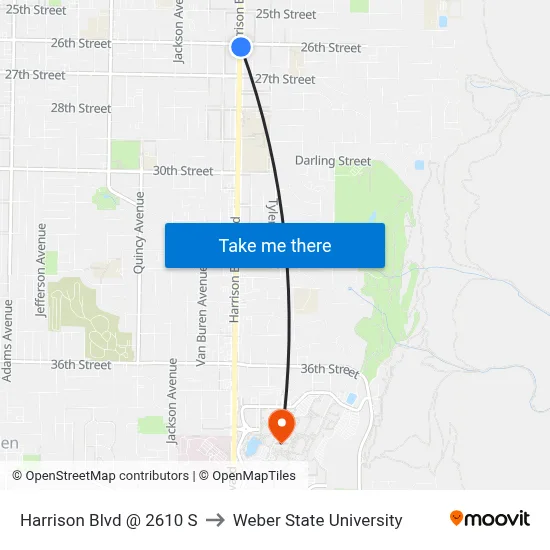Harrison Blvd @ 2610 S to Weber State University map