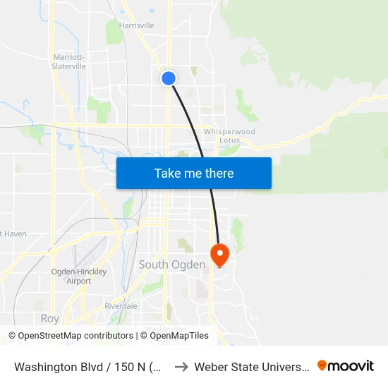 Washington Blvd / 150 N (Nb) to Weber State University map