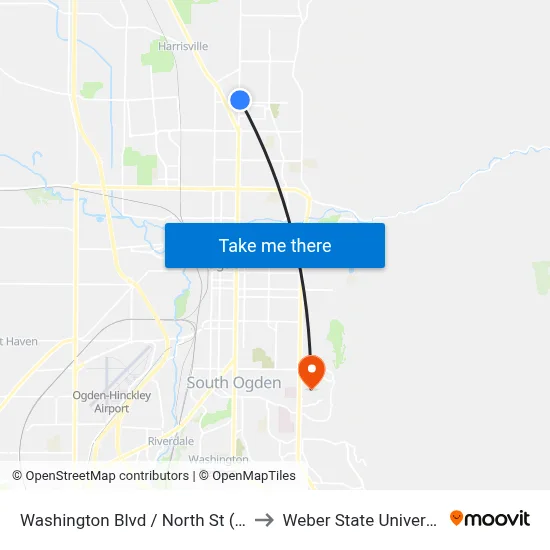 Washington Blvd / North St (Nb) to Weber State University map