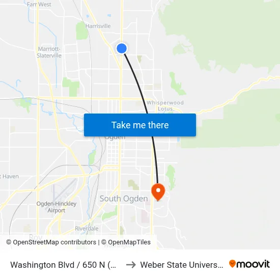 Washington Blvd / 650 N (Nb) to Weber State University map