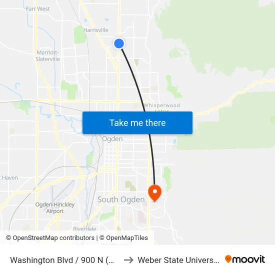 Washington Blvd / 900 N (Nb) to Weber State University map