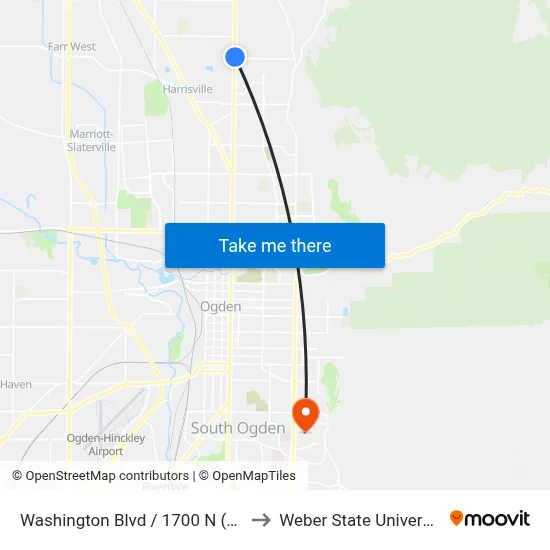 Washington Blvd / 1700 N (Nb) to Weber State University map