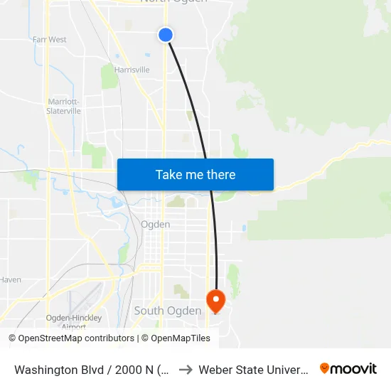 Washington Blvd / 2000 N (Nb) to Weber State University map