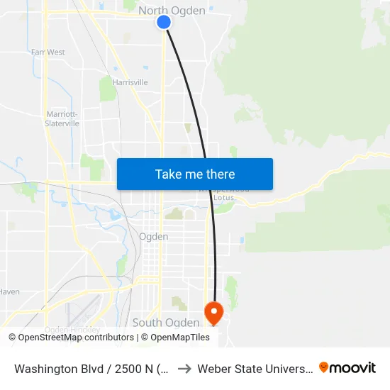Washington Blvd / 2500 N (Sb) to Weber State University map