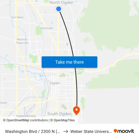 Washington Blvd / 2300 N (Sb) to Weber State University map