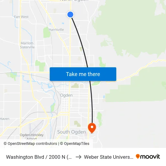Washington Blvd / 2000 N (Sb) to Weber State University map