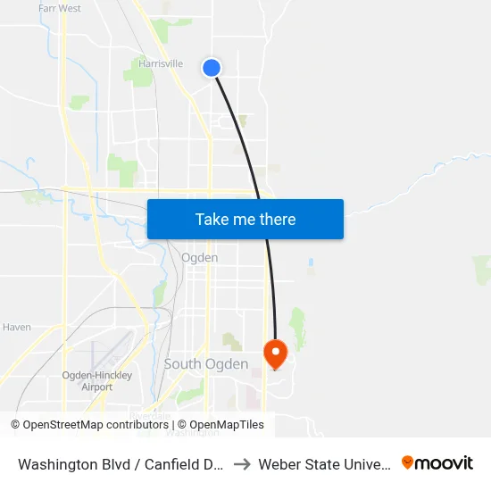 Washington Blvd / Canfield Dr (Sb) to Weber State University map