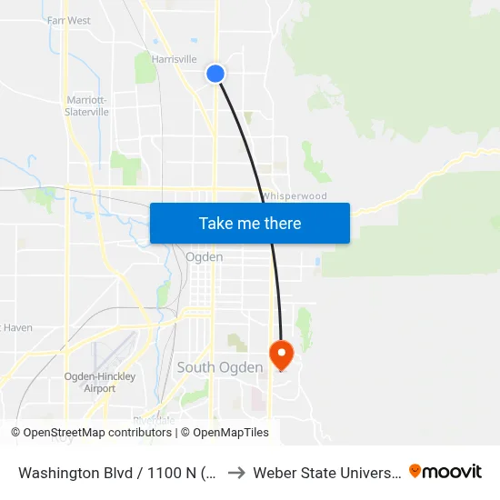Washington Blvd / 1100 N (Sb) to Weber State University map