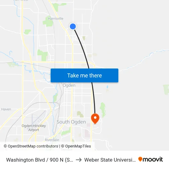 Washington Blvd / 900 N (Sb) to Weber State University map